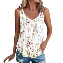 Summer Tank Top for Women 2024 Sexy Sleeveless T Shirts Trendy Floral Eyelet Camisole Tops V Neck Dressy Casual Tunic Blouses